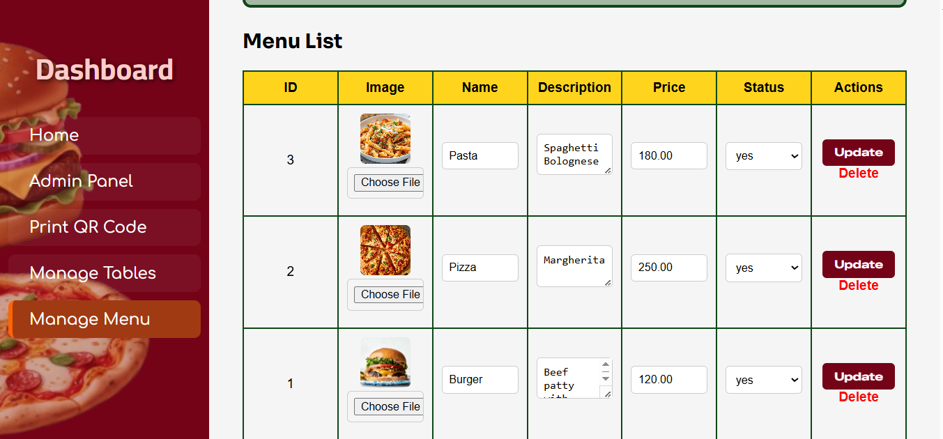 Manage Menu